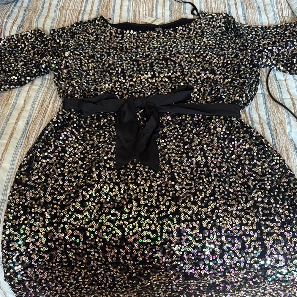 BNWT! Anthropology Sequin Dress with tieBow